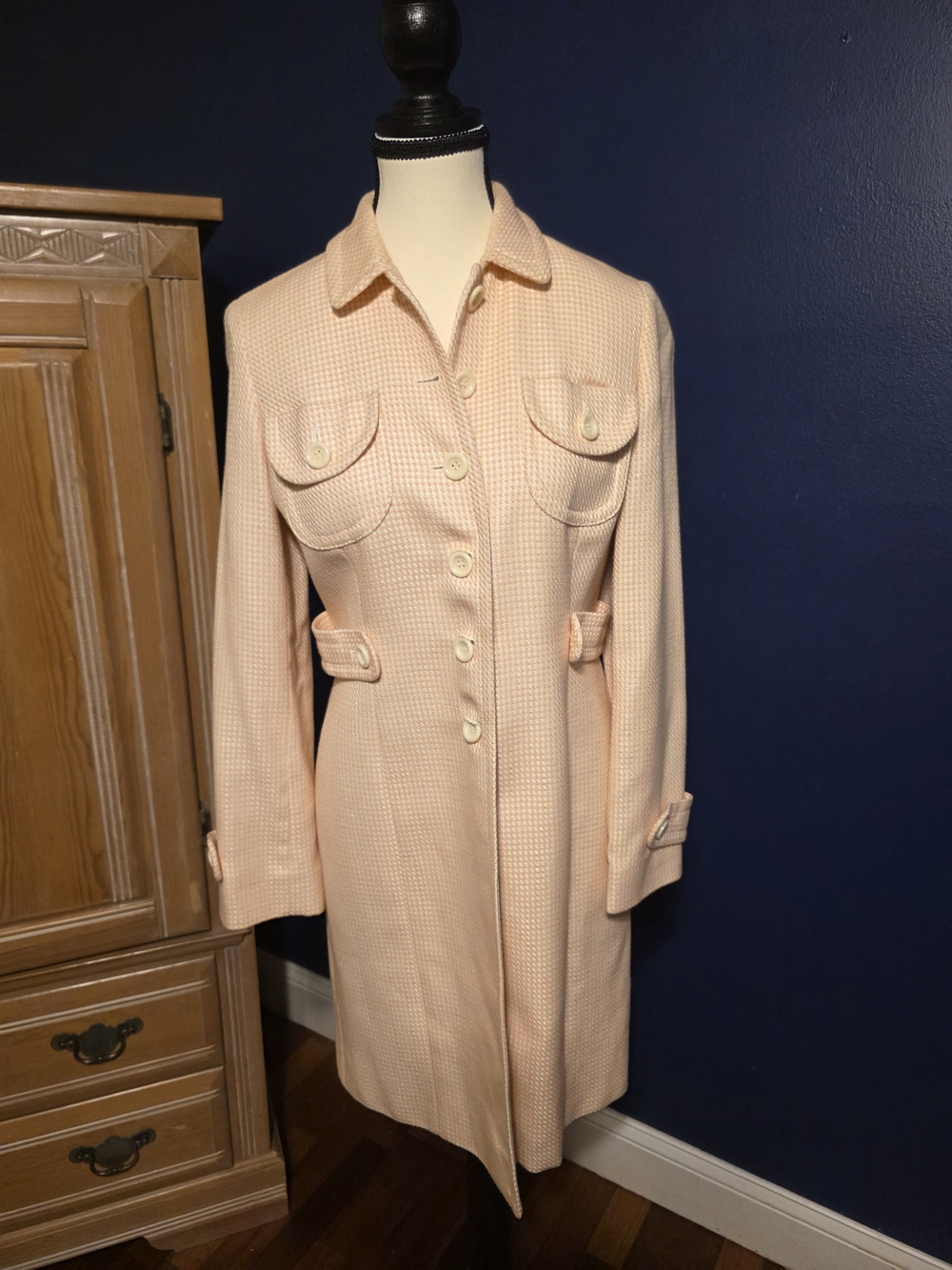 Ann Taylor LOFT Peach Button-Front Trench Coat